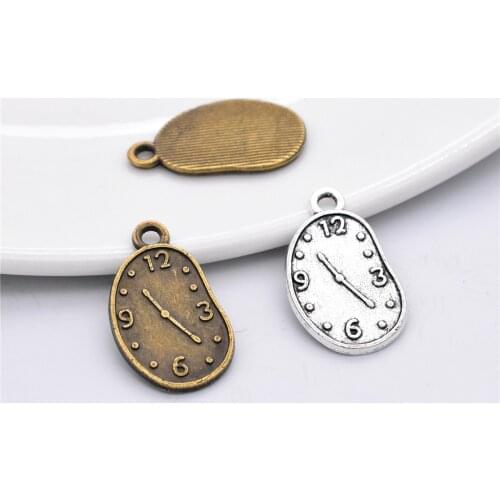 NEW Accessories,15pcs/lot 22x14mm Two Colors Plated Clock Charms Pendant For Making DIY Handmade Jewelry