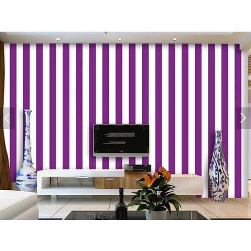 Custom striped wallpaper, purple and white stripes for the living room bedroom TV background wall waterproof papel de parede