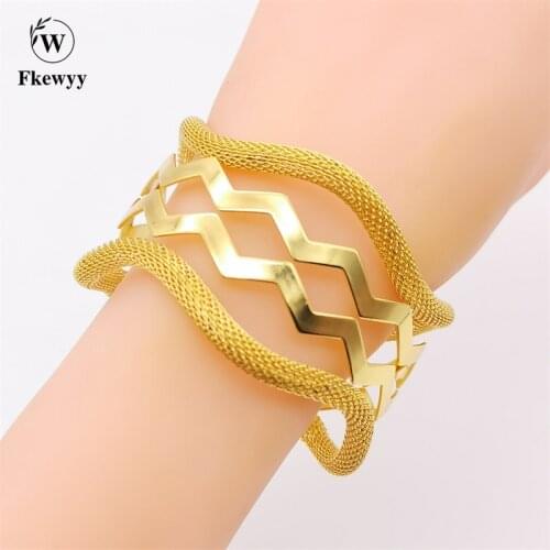 Fkewyy Luxury Bracelets Geometry Gold Plated Jewelry Cuff Bracelet Fashion Accessories Charm Bangles For Women Festival Party