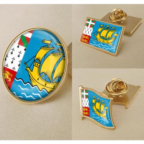 Saint Pierre and Miquelon of France Flag Brooch Badges Lapel Pins