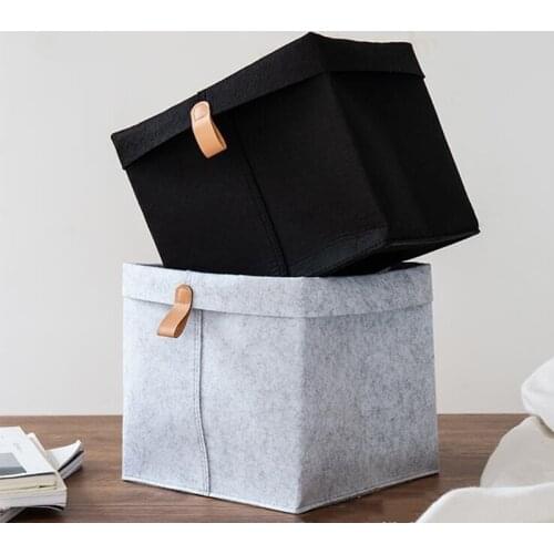 Gray Socks Box Baskets Black Sundries Tea Bedroom Closet Cloth Drawer Felt Decor Storage Table Living Bathroom Organizer Home