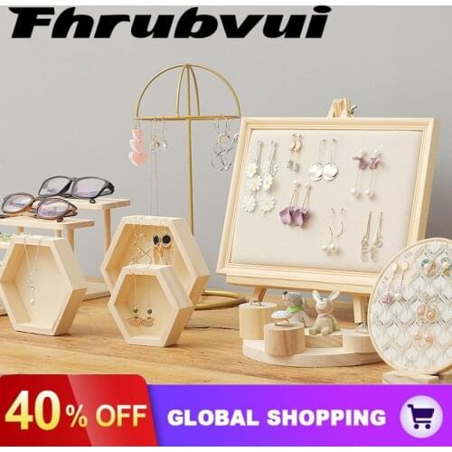 Solid Wood Earrings Jewelry Rack Storage Bracelet Necklace Rack Display Stand Shoot Display Props Set Embroidery Shed