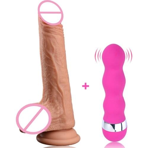 AV Vibrators and Realistic Dildo Skin Feeling Male Artificial Penis Suction Cup Female Masturbation Cock Adult Sex Toy for Women