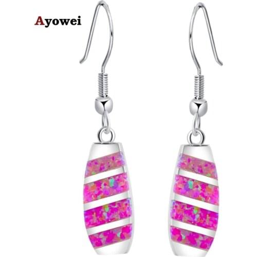 Vintage design beautiful earrings Purple Fire Opal Silver Stamped Drop Earrings Fashion Jewelry popular online OE261A