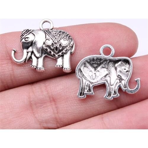 WYSIWYG 10pcs Charms 22x19mm Single-sided Elephant Charms For Jewelry Making DIY Jewelry Findings
