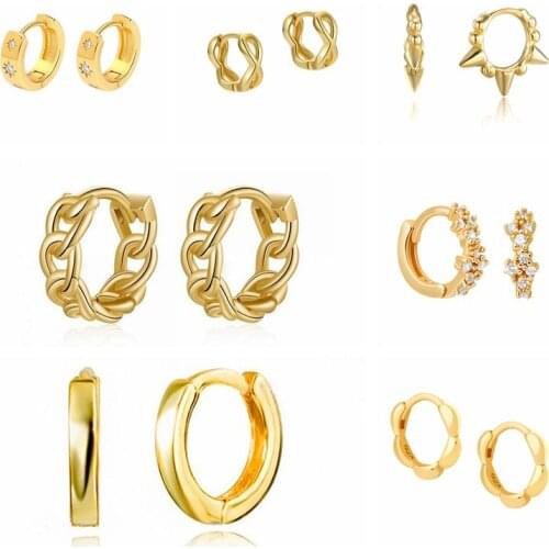 925 Sterling Silver Small Big Chain Hoops Women Rock Punk Minimalist Jewelry Plain Thick Jewels Loops Round Hollow out Pendant