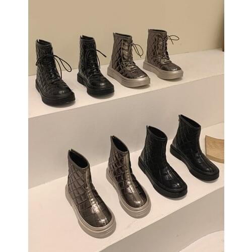 Cotton shoes womens winter plus velvet thickening 2020 new fashion flat front lace-up waterproof short boots