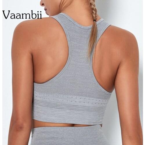 Womens Pitted Tank Top For Fitness Women Running Seamless Crop Top Woman Open Back Sport Underwear Yoga Bra Without Bones
