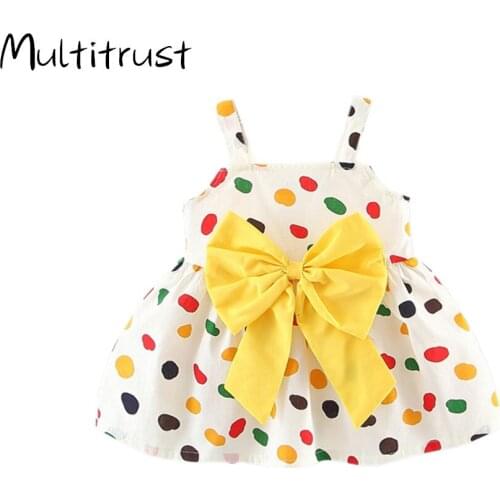 Kids Toddler Infant Baby Girls Sleeveless Stone Print Dress Summer Fashion Bowknot Decoration Dress