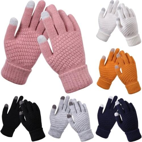 Winter Gloves Women Men Winter Warm Touch Screen Knitted Thicken Anti Slip Full Finger Gloves Outdoor Work Gloves
