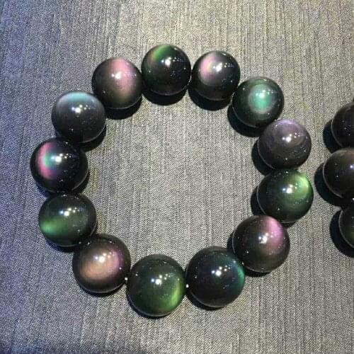 NaNatural color eye 18mm obsidian bracelet gold obsidian bracelet evil spirits to eliminate disaster AAAAAAAA Free shipping