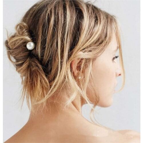 1PCS Europe and AmericaFashion Ladies U-Shaped Hairpin Pearl Stick Acrylic Hairpin Bridal Disc Hair Clip Pin Headdress