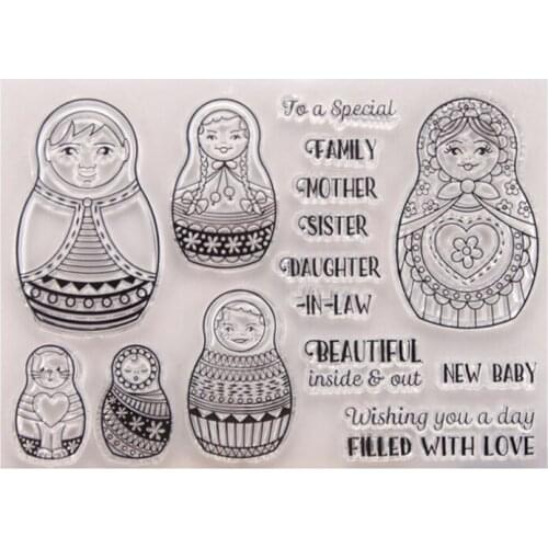 1pc Matryoshka Transparent Clear Silicone Stamp Seal DIY Scrapbooking Rubber Hand Account Photo Album Diary Decorate Reusable T