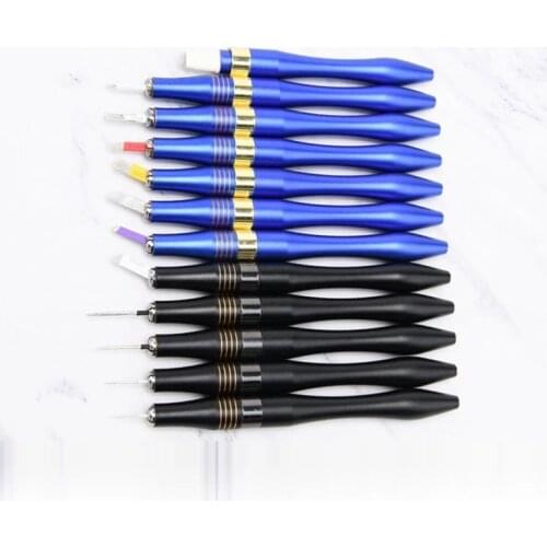 1PC Luxury Permanent Makeup Accessories Blue Black Microblading Aluminum Alloy Tattoo Manual Pen for Fog Eyebrow & Lips Makeup