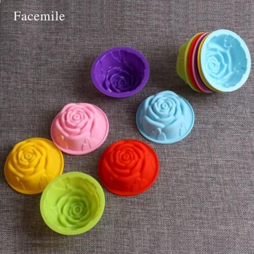 Brand 1pcs 7cm Rose Flower Owen Cake Mold Pudding Silicone Cake Cupcake Mold Baking Mould Fondant Decoration Gift