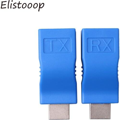 2pcs 1080P HDMI-Compatible Extender to RJ45 Over Cat 5e/6 Network Adapter Signal Amplifier For HDTV Display