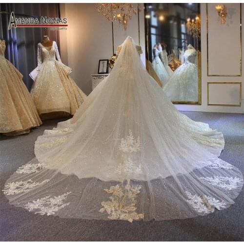 2019 Luxury Long lace veil wedding veil sparkling bridal veil 3*4 sizes