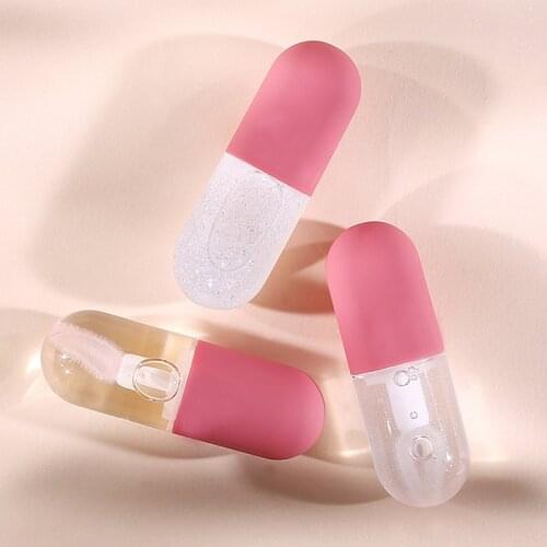 3ml ABS Silver Pink Lip Gloss Tubes Mini Cute Portable Capsule Lipstick Bottles Refillable Transparent Gloss Lip Oil Wand Tube