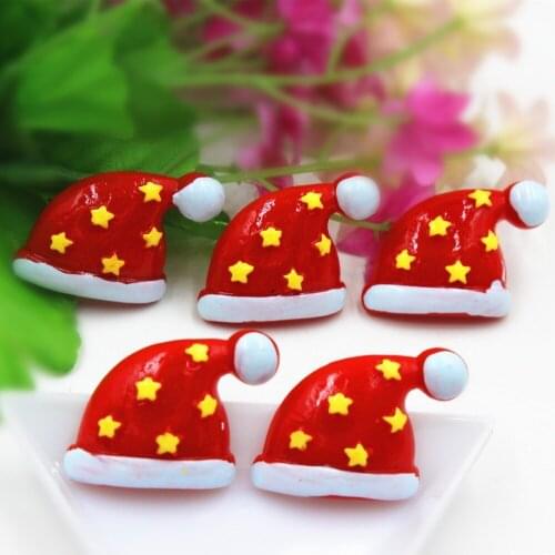 30pcs/lot about 25MM flat back resin Christmas hat DIY resin cabochons accessories