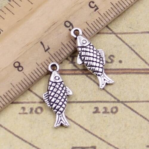 30pcs Charms Lovely Fish 20x8mm Tibetan Bronze Silver Color Pendants Crafts Making Findings Handmade Antique DIY Jewelry