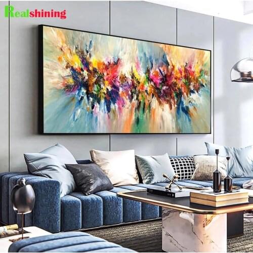 Abstract Colorful 5d Diy Diamond Painting Flower Wall Art For Living Home Decoration Square Diamond Embroidery 5 Colors N2125