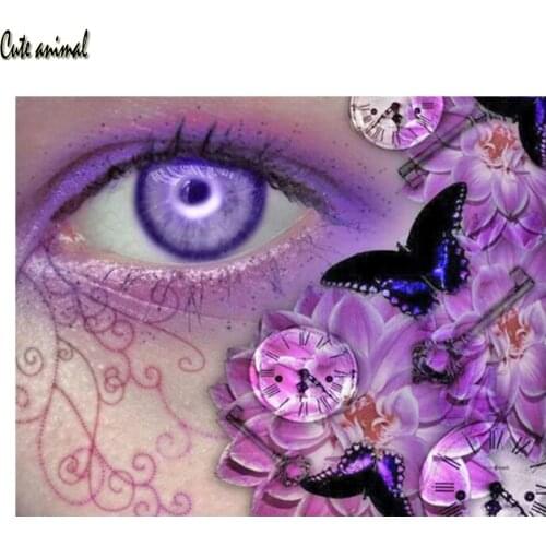 DIY 5D Diamond Painting Butterfly Purple Eye Fantasy Art Wall Decor Full Drill Square Rhinestone Diamond Mosaic Embroidery Gift