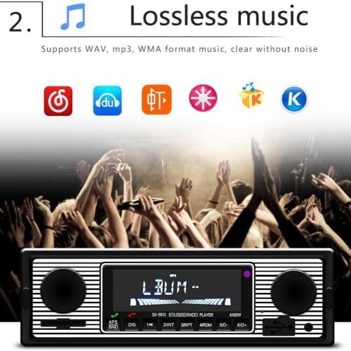 Car radio Auto Bluetooth radio vintage Wireless MP3 Multimedia Player Stereo USB AUX Classic Car stereo with screen Audio Playe