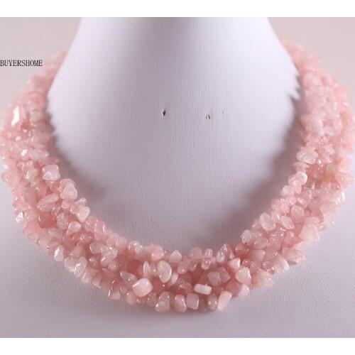 Free Shipping Free Shipping Jewelry 4X8MM Pink Crystal Chip Beads Nylon Line Weave Necklace 18" 1Pcs E035