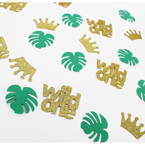 Glitter confetti 1st First one year old baby boy girl wild Safari Jungle Zoo Animal Birthday party Decoration Photo Prop gift
