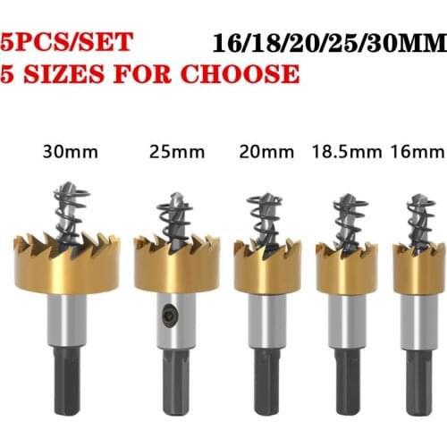 5 Sizes HSS Drill Bit Drilling Woodwork Cutting Carpentry Crowns High Speed Steel Carbide Tip Hole Saw Tooth Cutter Metal