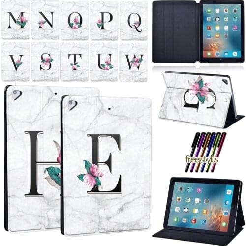 Tablet Case for Apple IPad Air 1/2/3/iPad Pro 9.7/2nd Gen/(2018) 1st Gen/(2020)2nd Gen 26 Letter Anti-Drop Leather Case+ Stylus