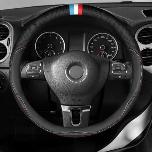 Steering Wheel Cover 38 Cm Perforated Leather for Volkswagen Audi for Bmw Tesla Subaru Wrx Model X Suede Car Handle Cover