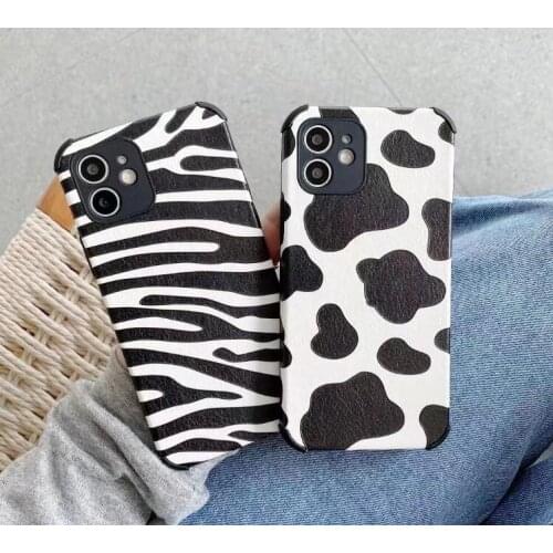 Cartoon Zebra Leopard Pattern Phone Case for iPhone 12 11 Pro Max 8 7 Plus X XR Xsmax Leather Milk Shockproof Tpu Back Cover