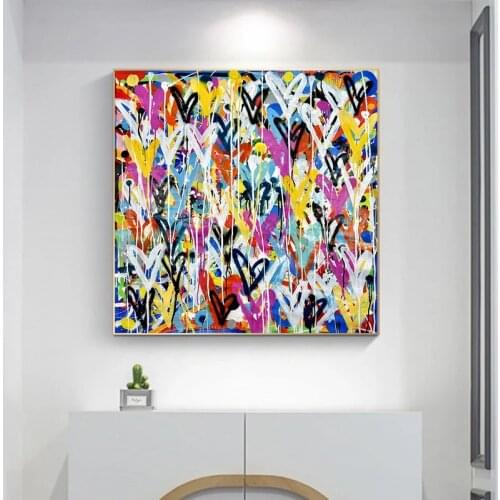 Large Size Color Graffiti Love Street Abstract Poster Mural Family Bedroom Childrens Room Wall Decoration Canvas Art