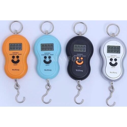 DHL 100PCS Portable Hanging 50Kg /10g LCD Digital Blue Backlight Fishing Pocket Scales Luggage Hook Scale