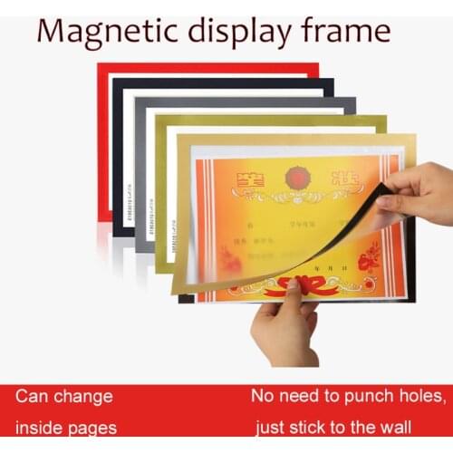 A4 2PCS Double-sided Magnetic Display Posts Self-adhesive PVC Poster Frame Certificate Documents Paper Picture Decoration Frame