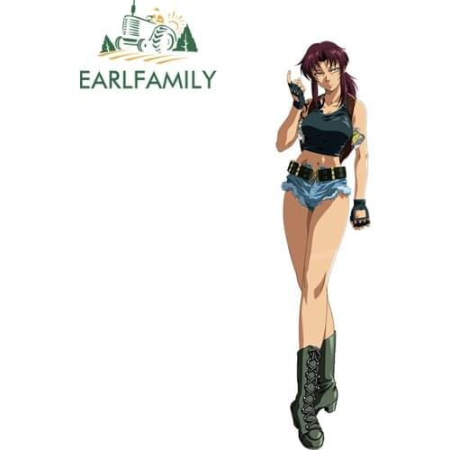 EARLFAMILY 13cm x 3.2cm for Black Lagoon Revy Anime Decal Laptop Windshield Funny Car Stickers Waterproof Sunscreen Car Styling