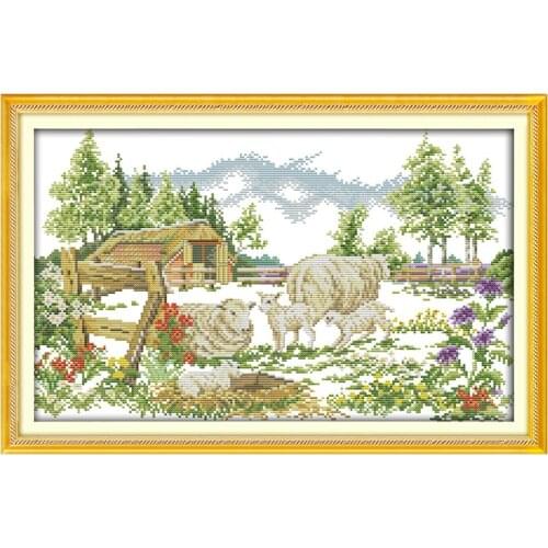 The farm landscape counted printed on the canvas 11CT 14CT DIY kits wholesale Cross Stitch embroidery needlework Sets