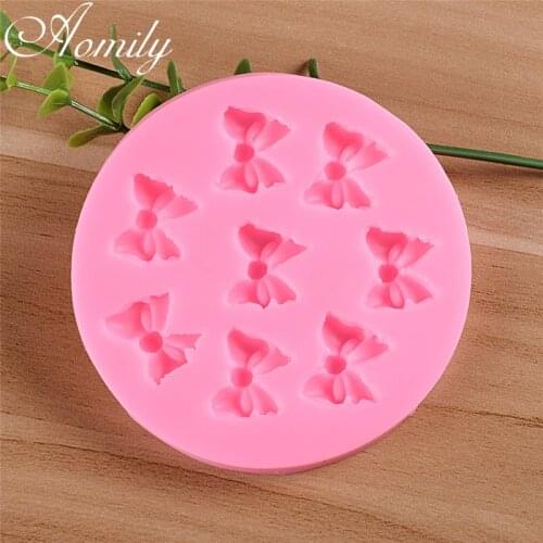 Aomily Bow-knot Cake Molds Silicone Fondant Mold Handmade Chocolate Mold Pastry Candy Jelly Cake Mould Baking Tools for Cake