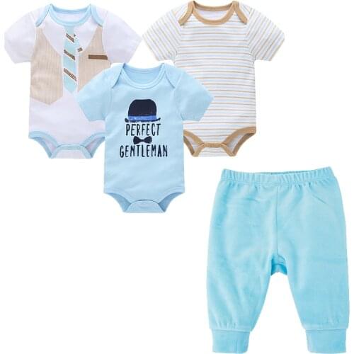 Kavkas Kids Clothes Summer New Baby Clothes Set (Pants + Bodysuits) Cartoon printing Jumpsuits Solid Trousers الصبي مجموعات