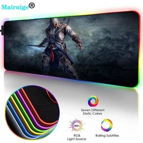 City Night View RGB Mouse Pad Neon Gamers Accessories LED Mousepad Large with Backlit Rubber Mat Mouse for Pc Desk Rug Laptop