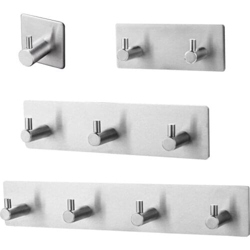 Adhesive Hooks Heavy Duty Stick on Wall Door Waterproof Stainless Steel Hooks for Hanging Coat Towel Robe in Kitchen Bathroom