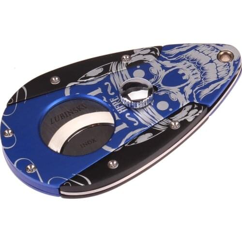 LUBINSKI Luxury Cigar Cutter Stainless Steel Dual Blades Cigar Knife Grimace Guillotine Cigar Accessories Gift for Men with Box