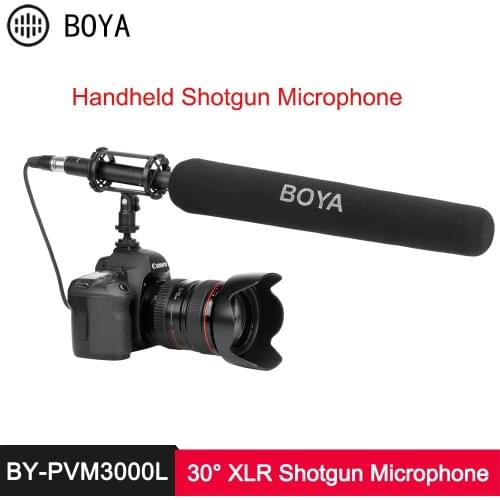 BOYA BY PVM3000 Shotgun Microphone 30° 50° 70° Supercardioid Electret Condenser Mic for Camcorder Audio Recorder DSLR Camera