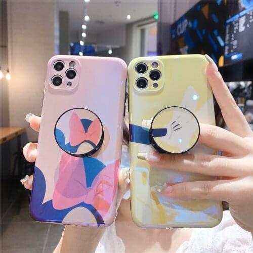 Cute Cartoon Back Cover For iPhone 12 11 Pro XS MAX XR X 6S 6 7 8 Plus SE2 Lovely Girly Couple Phone Case With Stand Holder