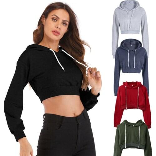 Fashion Women Long Sleeve Hoodie Pullover Sweatshirt Female Solid Sports Sweatshirt Tops Ladies Running Hooded Lace Up Pullover