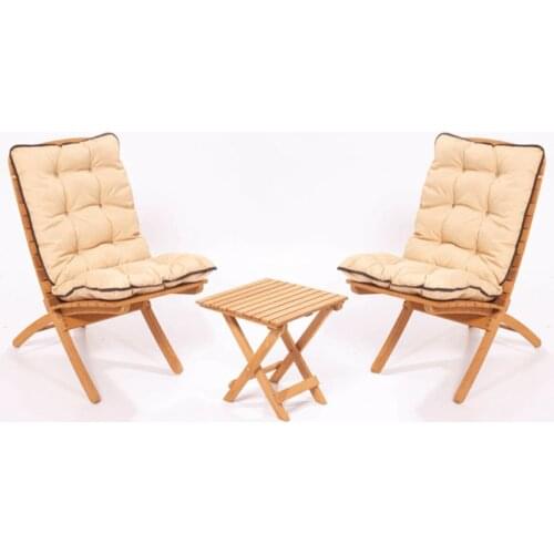 Garden wooden chair desk set 2 + 1 minderli stylish design modern solid wood for balcony table chair