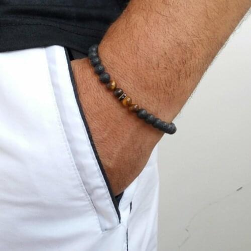 NAIQUBE 2020 Fashion New Lava&matte Bead Bracelets Men Classic Simple Stone Beads Charm Bracelets For Men Jewelry Gift