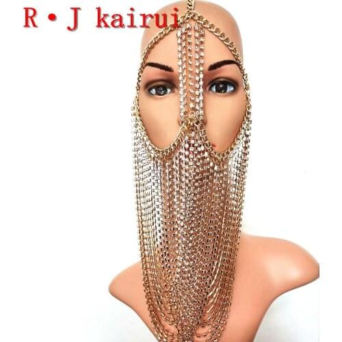New Fashion RJH013 Gold Chains Good Rhinestone Heads Jewelry Layers Custome Head Chains Jewelry Costume Jewelry
