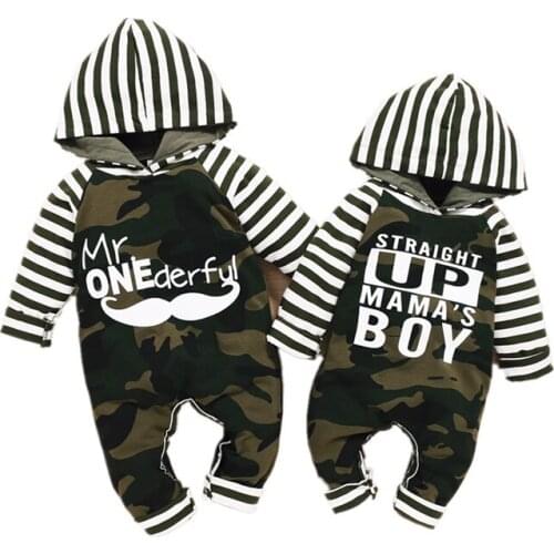 2020 New Baby Boys Jumpsuit Fashion Casual Skin-friendly Kids Gifts Letter Print Long Sleeve Cotton Hooded Romper